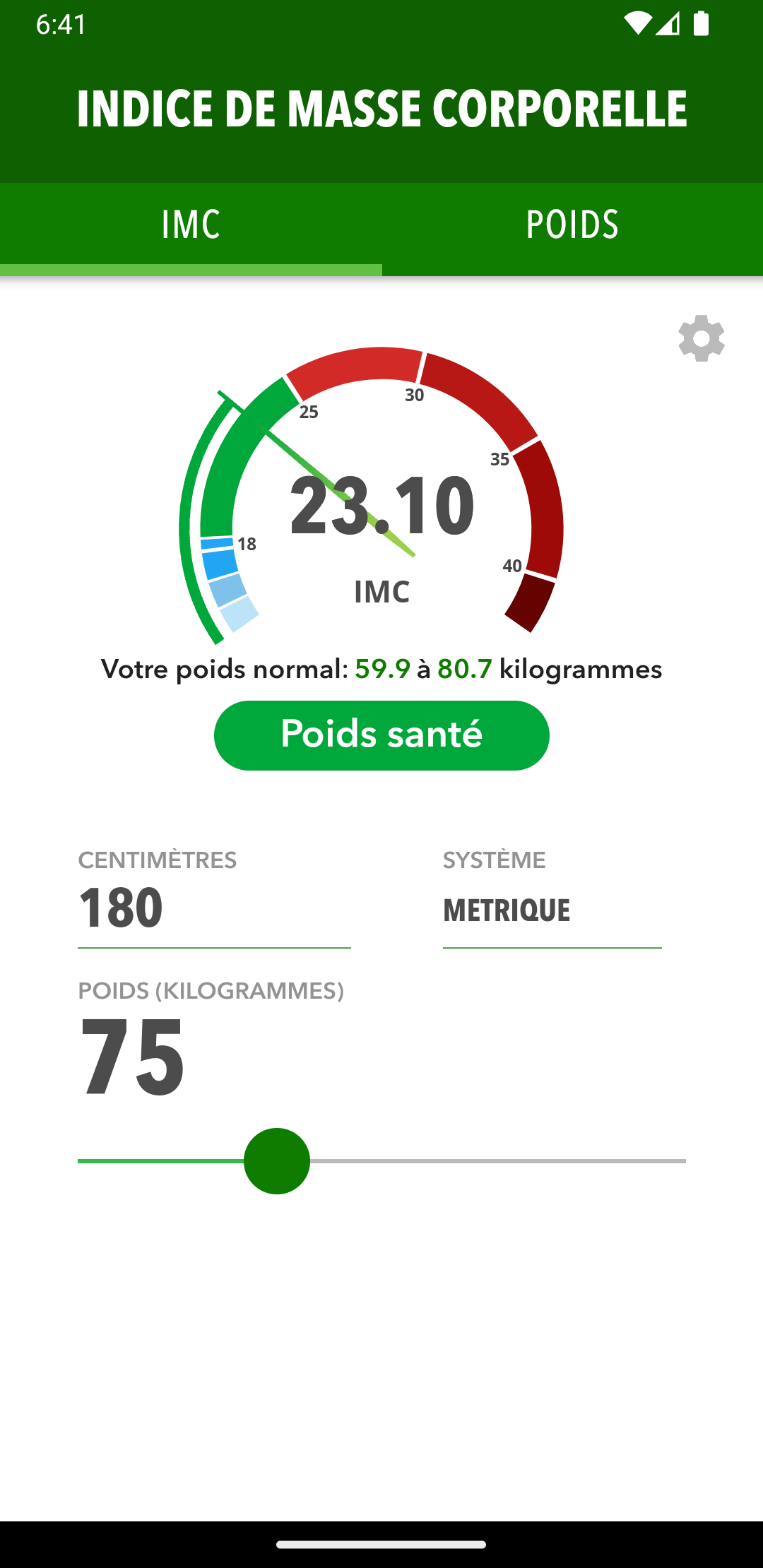 Suivi de l'IMC et du Poids