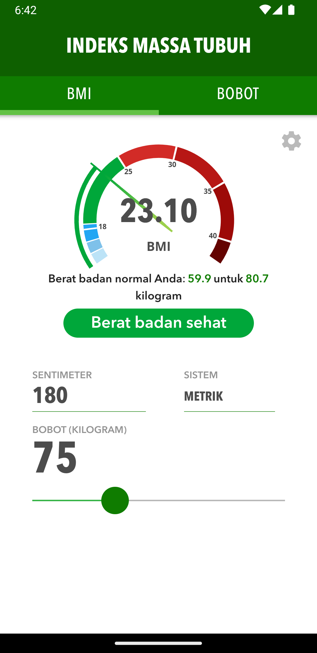 Pemantau BMI & Berat Badan